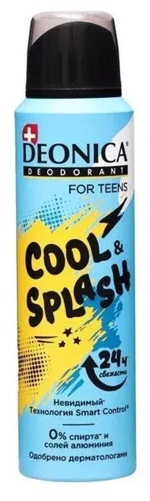 DEONICA FOR TEENS Дезодорант Cool &amp; Splash, 8+, 150 мл (спрей)*12