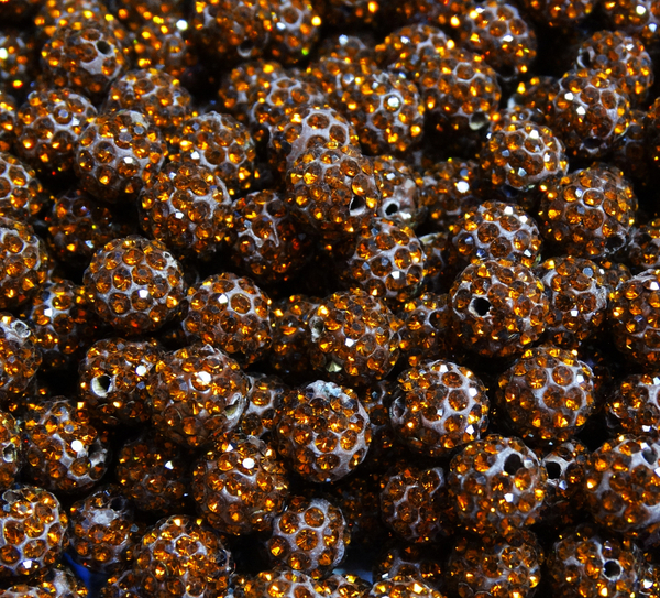 ДШ010НН10 Бусины из полимерной глины и хрустальных страз, цвет: коричневый, размер: 10 мм, 5 шт.