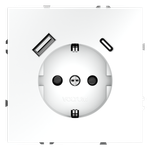 Розетка встраиваемая VOLTUM S70 с заземлением и защитными шторками, 16А, с USB, A+С, (белый матовый)