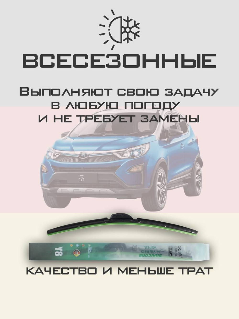 Щетки стеклоочистителя HUOYE Y8 650/400 мм на BYD Yuan | Push button