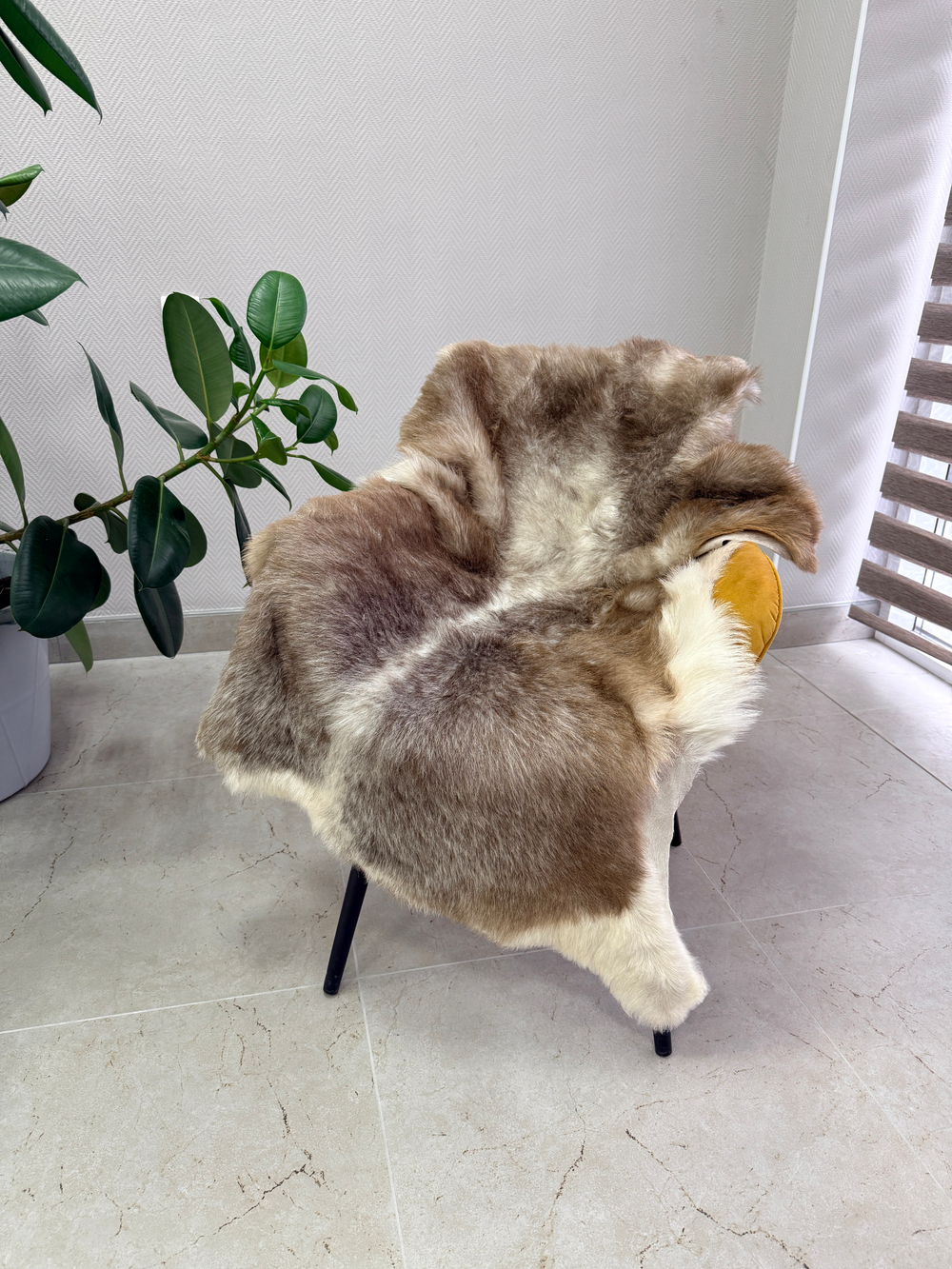 Шкура коврик меховой прикроватный овчина, 120х65 см.