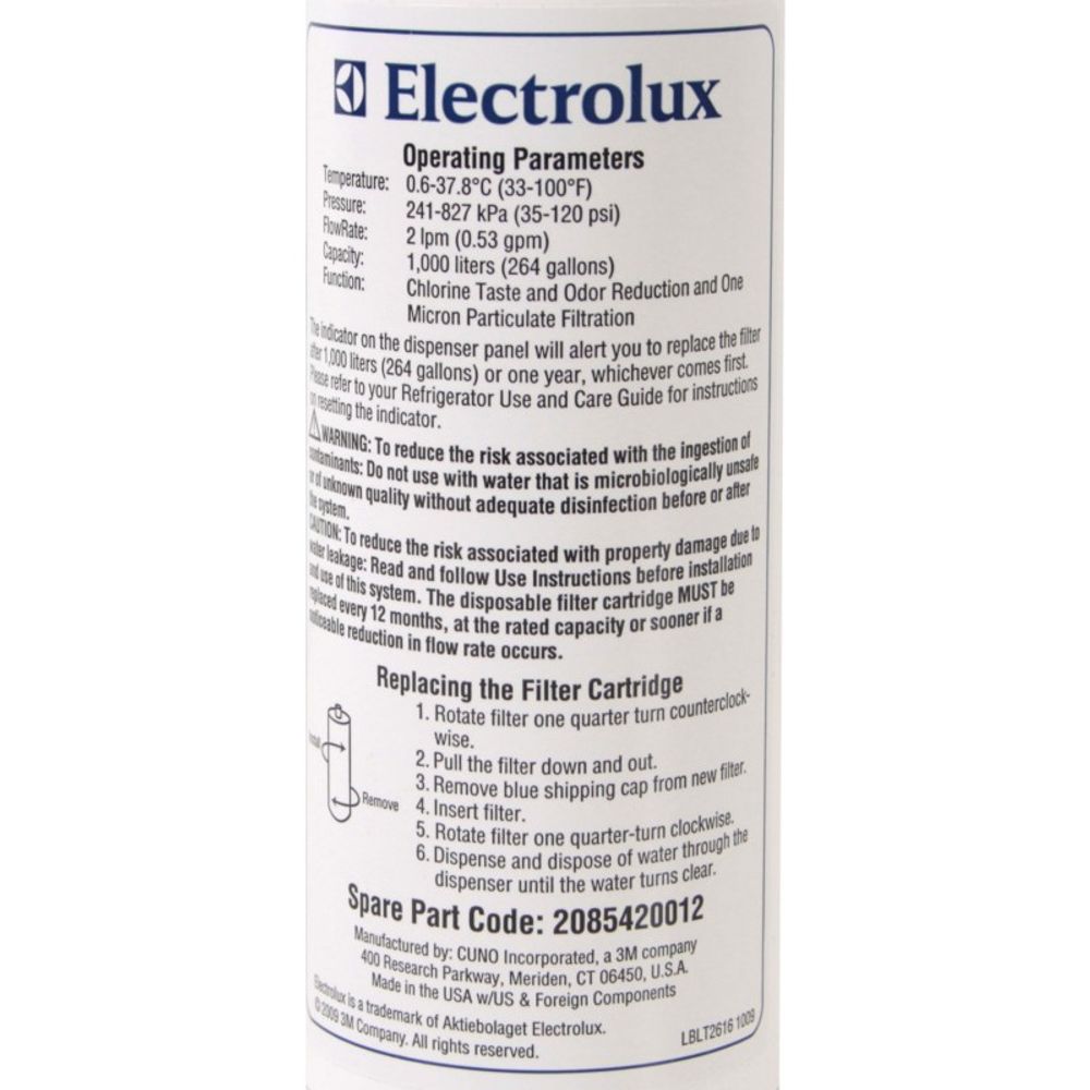 Водяной фильтр для холодильника Electrolux (Электролюкс)/AEG (АЕГ)/Zanussi (Занусси) - 2085420012