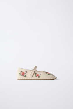 ZARA БАЛЕТКИ С ВЫШИВКОЙ, ЭКРЮ