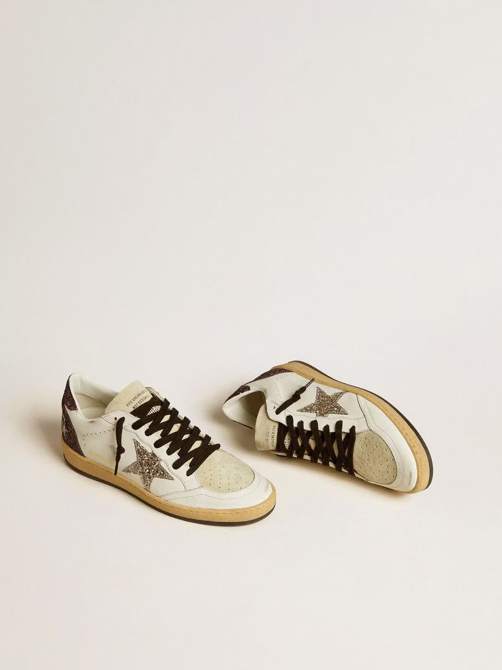 Ball Star in leather and suede with glitter star and heel tab