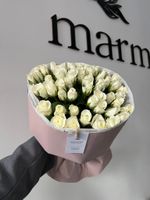 Авторский букет из белой розы 51 шт