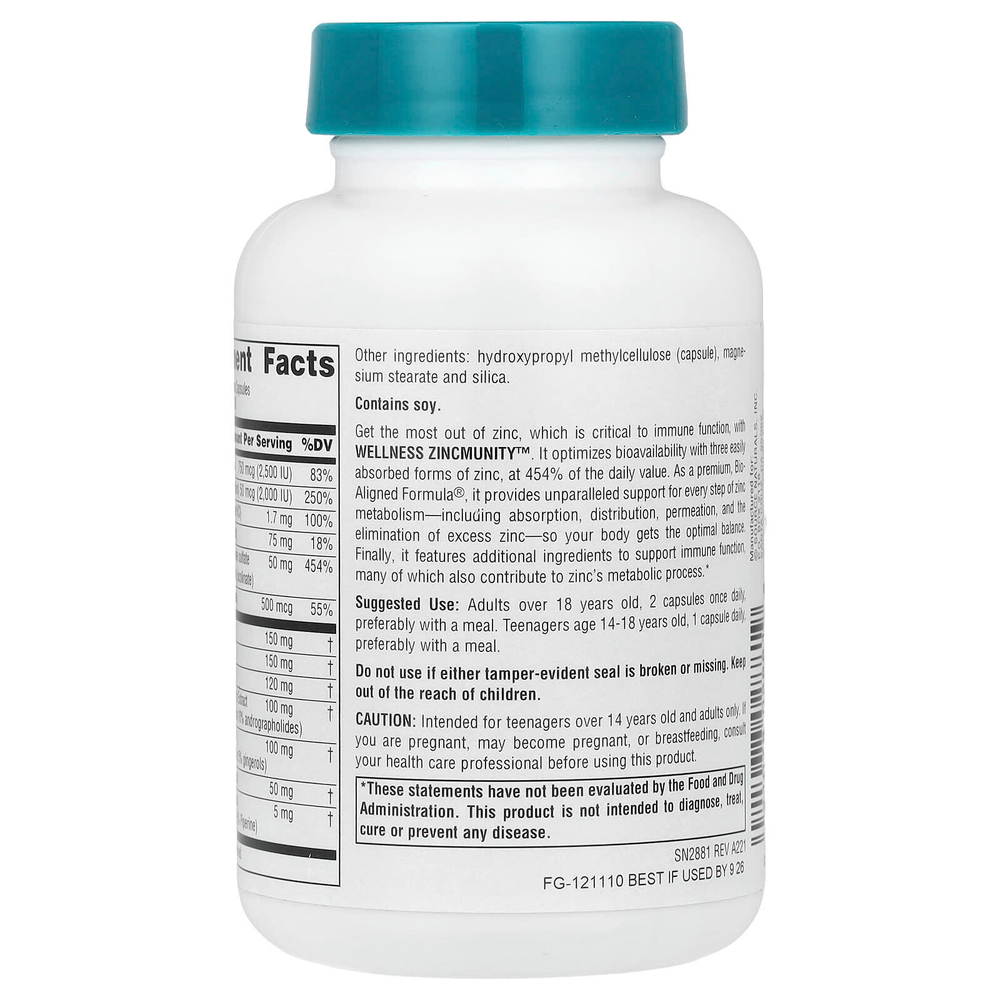 Source Naturals, Wellness, ZincMunity ™, 50 мг, 60 вегетарианских капсул