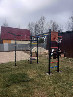 Монтаж уличной шведской стенки Sv Sport Рукоход (5 вертикальных столбов)