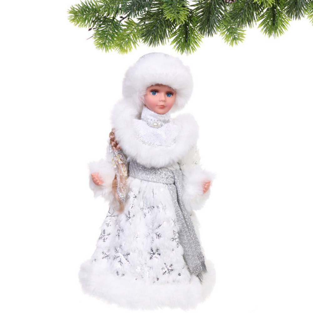 Снегурочка музыкальная «Метелица» 40 см в серебряной шубке