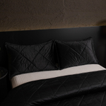 Велюровое покрывало в клетку и две наволочки OVL047