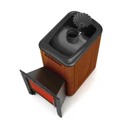 Печь банная "ТЕРМОФОР" Ангара 2012 Inox Витра ЗК ТО терракот