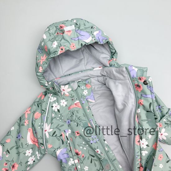 Комбинезон демисезонный "Цветущий сад" морозный зеленый
