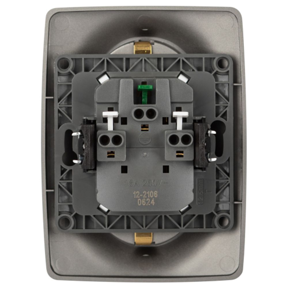 Розетка ЭРА Серия 12 12-2106-16 двойная 2X2P+E Schuko 16А-250В титан | ЭРА 12 Титан