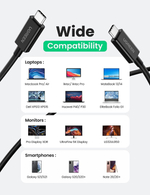 Кабель USB 4.0 C- USB 4.0 C, Thunderbolt 4, 40Gbps, 100W, 0.8m UGREEN 30389