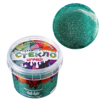 Слайм 90гр. с бирюзовыми блестками (Стекло)