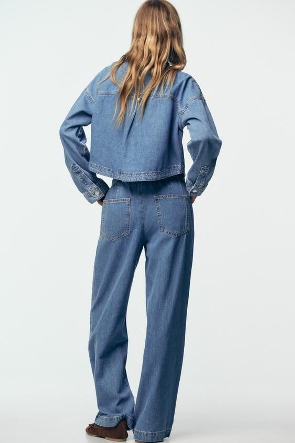 ZARA ДЖИНСЫ-ДЖОГГЕРЫ Z1975 WIDE LEG, ВЫЦВЕТШИЙ СИНИЙ