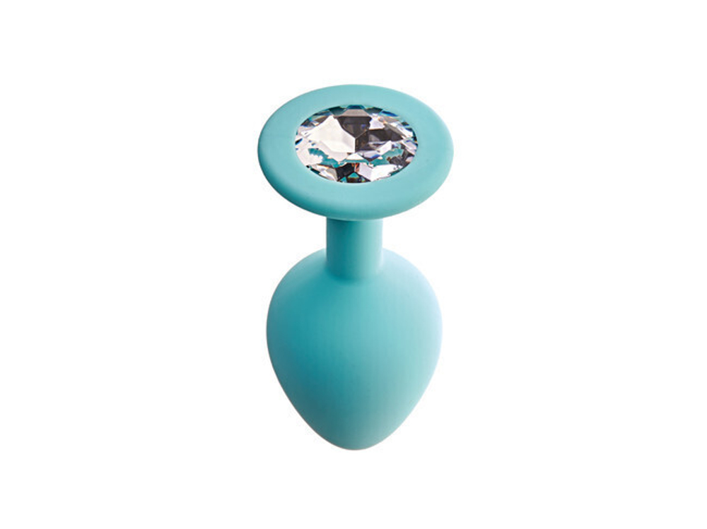 Анальная пробка с кристаллом Gamma-S, аквамарин (Цвет: голубой)