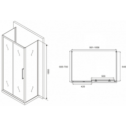 Душевой уголок Abber Schwarzer Diamant 100x70 AG30100MH-S70M-S70M профиль Хром стекло матовое