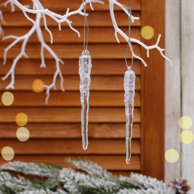 Подвеска «Морозная сосулька» 10 см (набор 2 шт), Белый