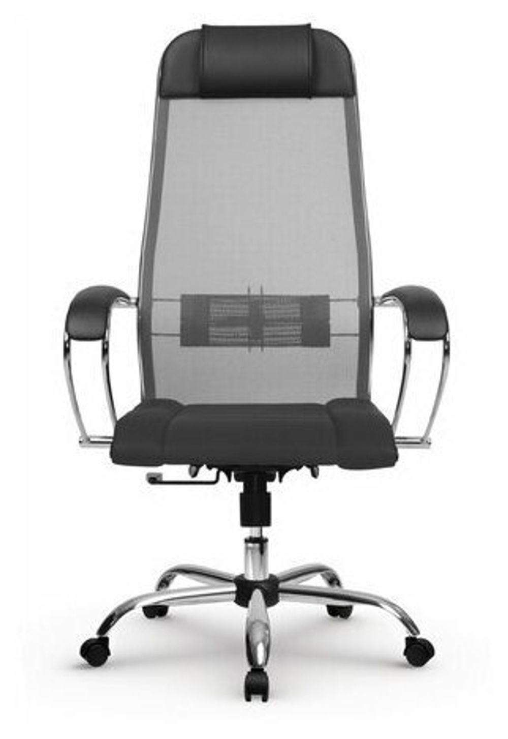 Кресло офисное МЕТТА "К-3" хром, ткань-сетка, сиденье и спинка регулируемые, темно-серое