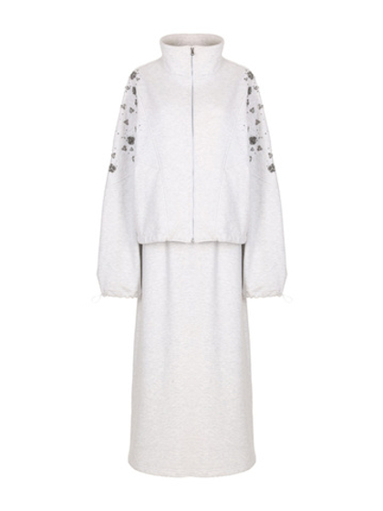 Костюм DROPS с юбкой, меланж