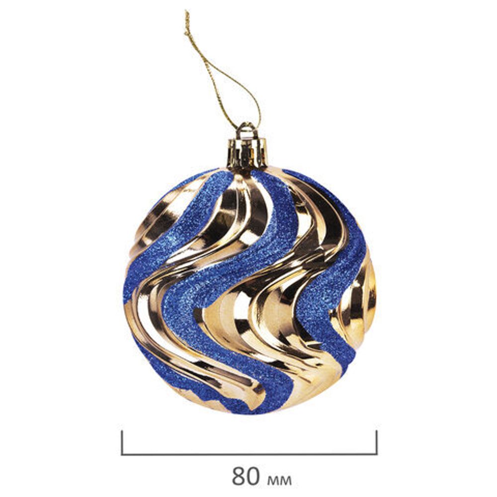 Шары елочные 16 шт., 8 см, "Blue&Gold", пластик, золото/синий, ЗОЛОТАЯ СКАЗКА, 592454