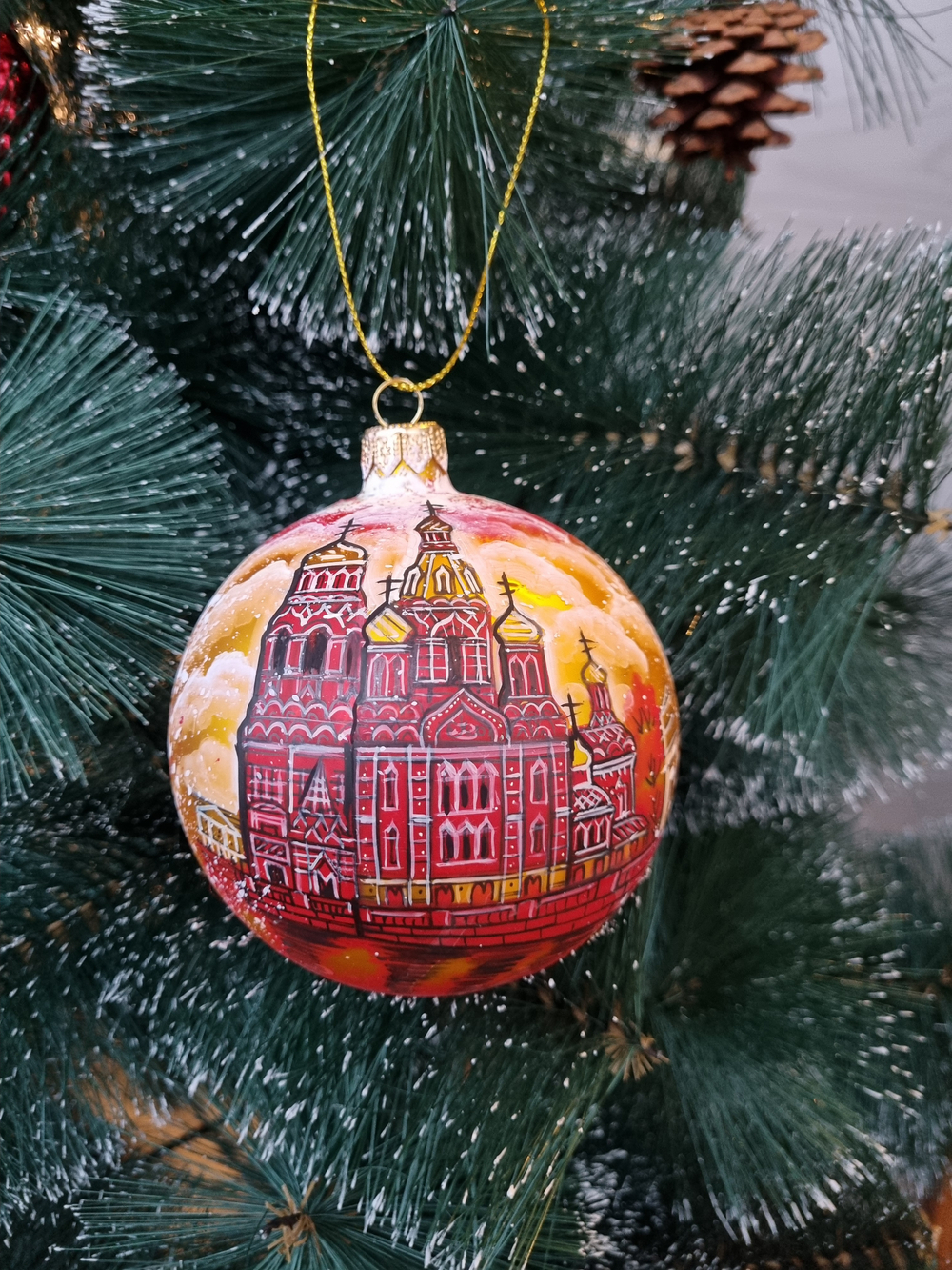 Шар стеклянный "Спас на крови",  ручная роспись