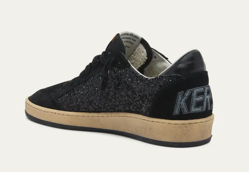 Ball Star Glitter and Suede Low-Top Sneakers