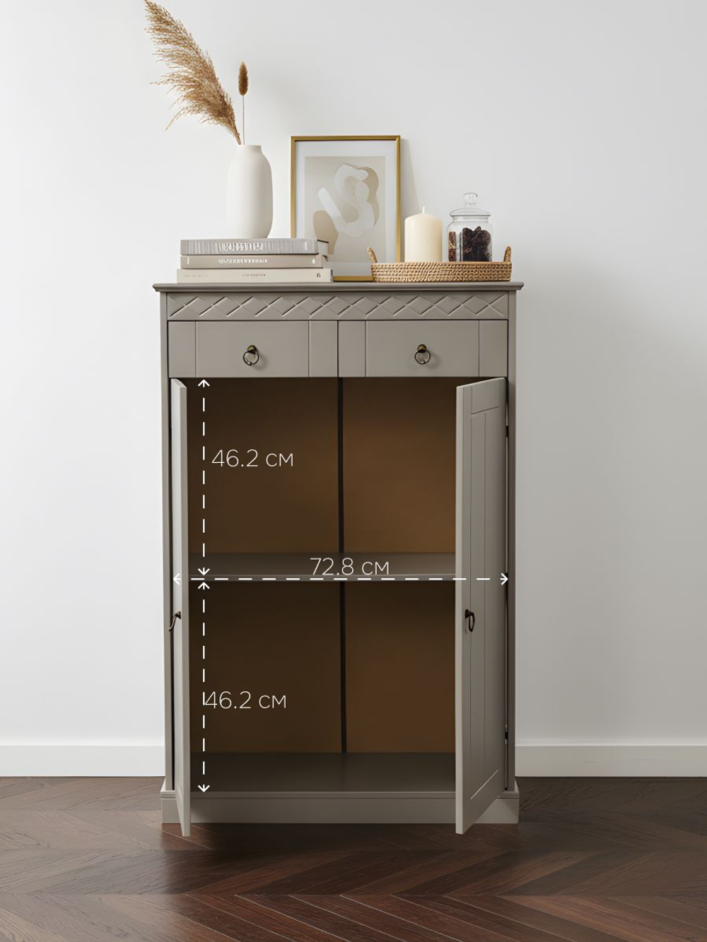 Тумба, 79х37х119, Индра, комод для одежды, в прихожую, с ящиками, МДФ, серый, Dipriz