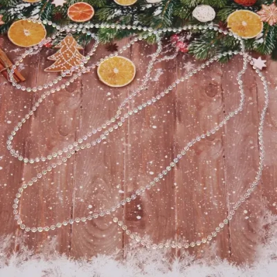 Бусы на ёлку 2,7м «Шарики» d-6мм, Перламутр