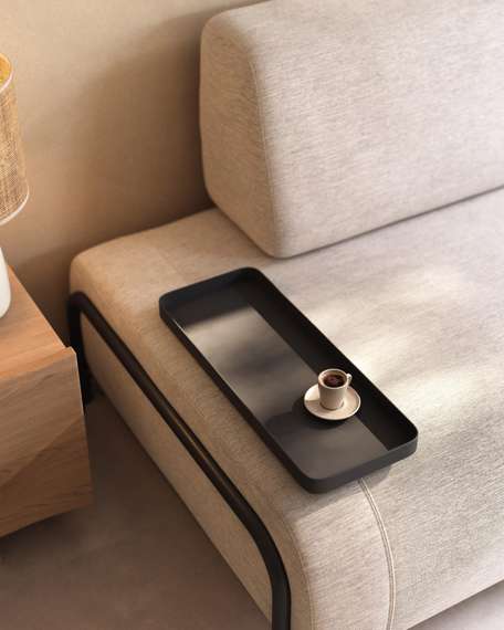 Трехместный диван Compo с маленьким подносом, бежевый