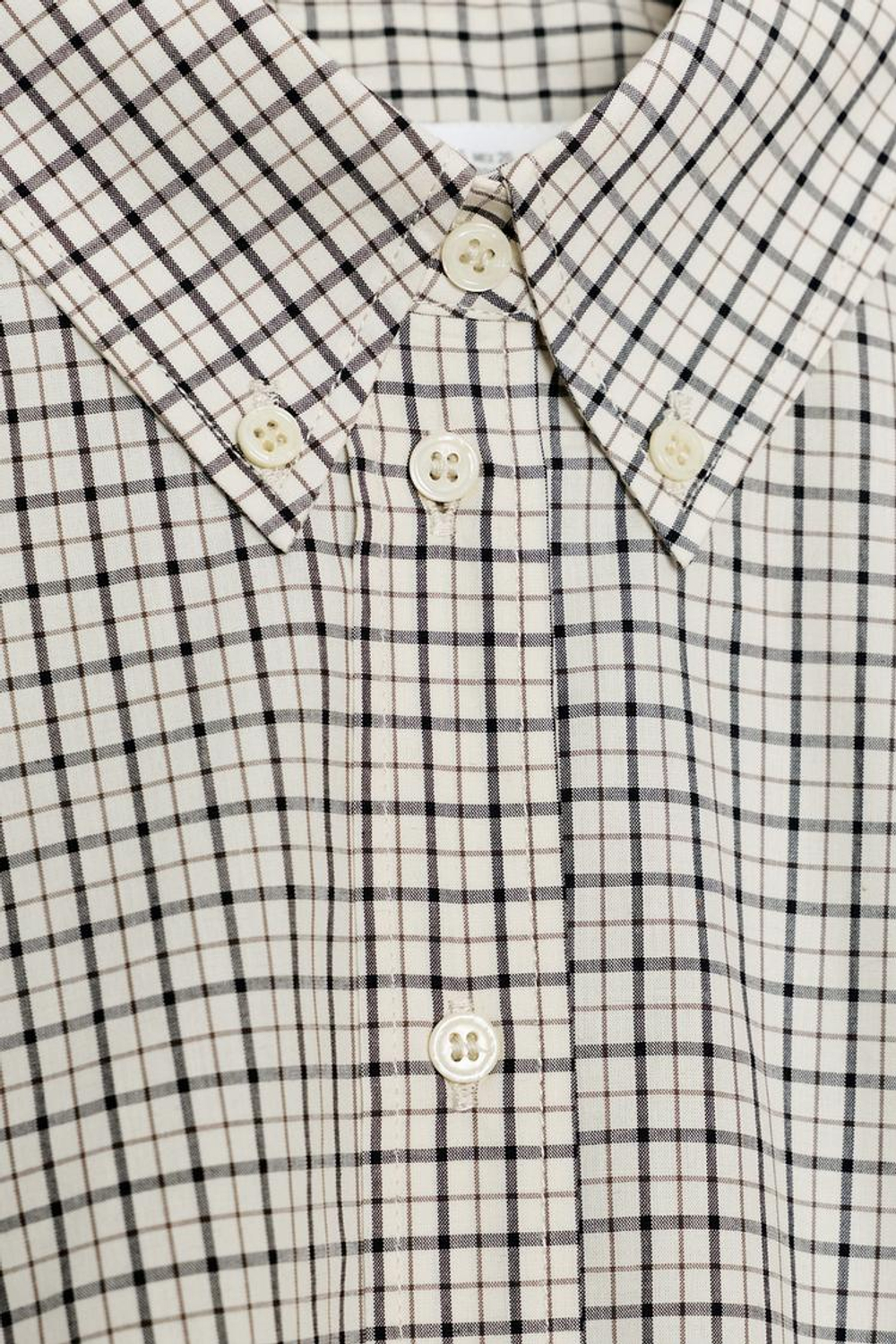 ZARA РУБАШКА В КЛЕТКУ ZW COLLECTION, ЭКРЮ/СИНИЙ