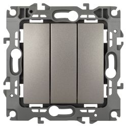 Выключатель ЭРА Серия 12 12-1107-16 тройной, 10АХ-250В, титан | ЭРА 12 Титан