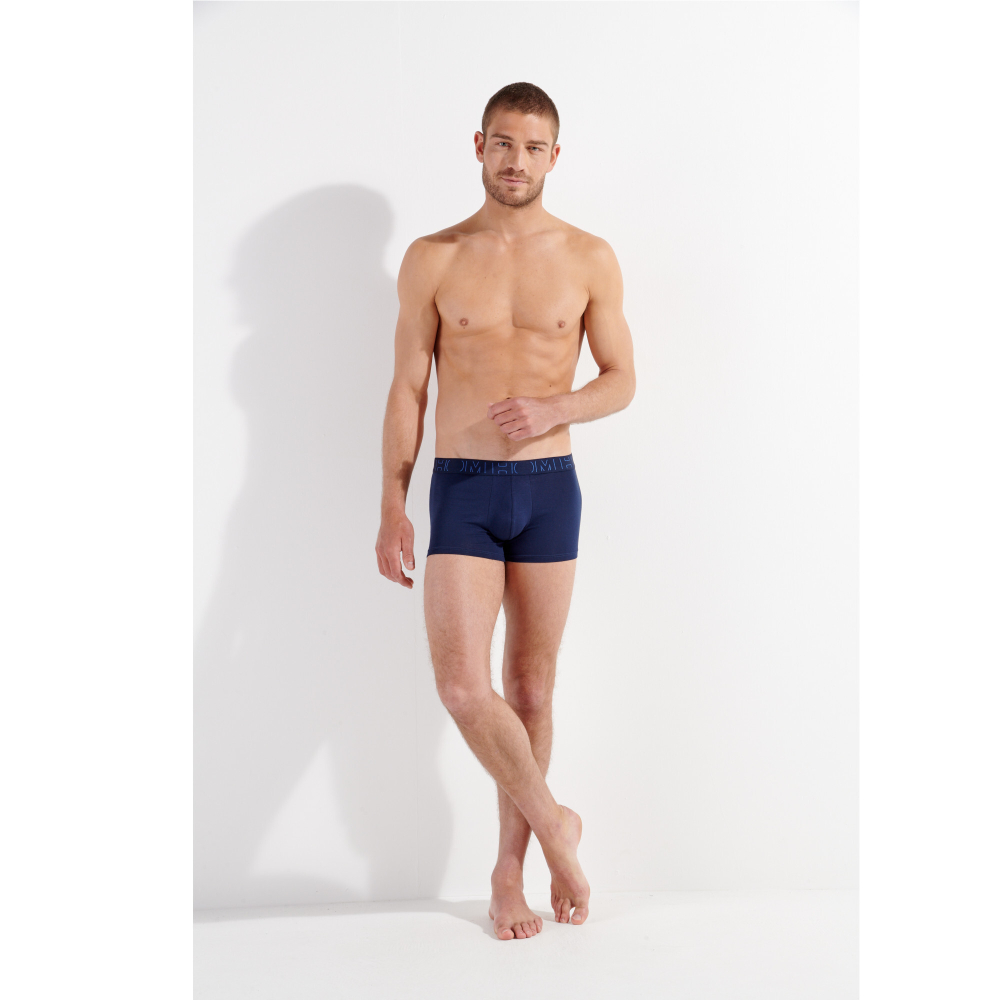 Мужские трусы боксеры набор из 3-х штук (1 шт темно-синие с принтом, 2 шт темно-синие) HOM GIANGI #2 Boxer Briefs 3p 402731_40T037