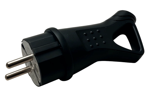 Вилка однофазная прямая каучуковая с кольцом 220-250В, 16А, IP44 Samtools