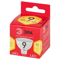 Лампа светодиодная ЭРА RED LINE LED MR16-9W-827-GU5.3 R 9Вт софит теплый белый свет GU5.3 | Лампы cветодиодные Точечные (Софиты) (MR, PAR)