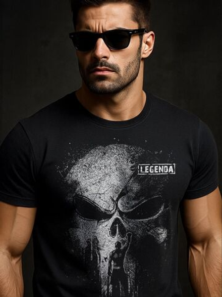 Футболка тренировочная LEGENDA Череп Каратель черная