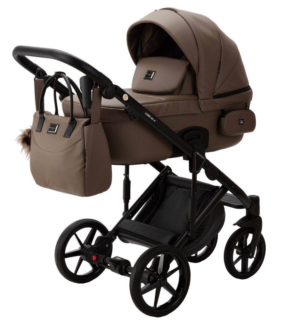 Детская коляска Adamex Lumi Air Deluxe 3 в 1 L-SA09 (Т.БЕЖЕВАЯ КОЖА)