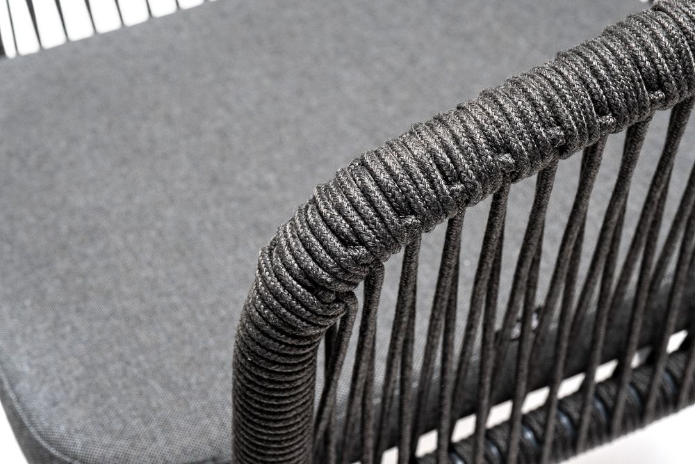 "Венето" обеденная группа на 6 персон со стульями "Марсель", каркас темно-серый, роуп темно-серый