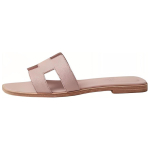 Hermes Oran Epsom Calfskin classic H-shaped slippers Women's pink, H202272Z 27