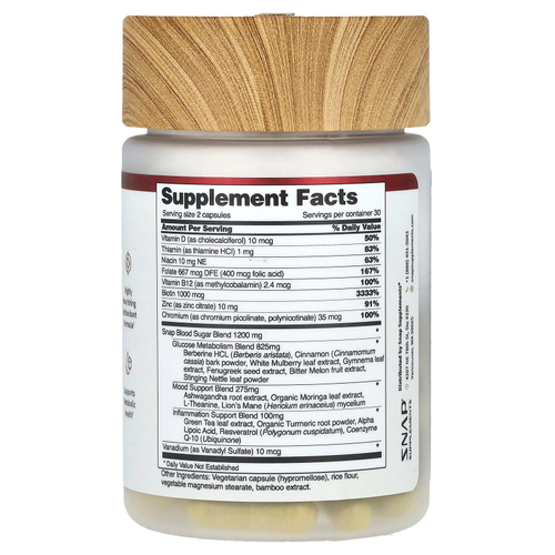 Snap Supplements, Сахар в крови, 60 капсул