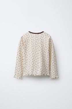 ZARA ЛОНГСЛИВ С ЦВЕТОЧНЫМ ПРИНТОМ, ЭКРЮ