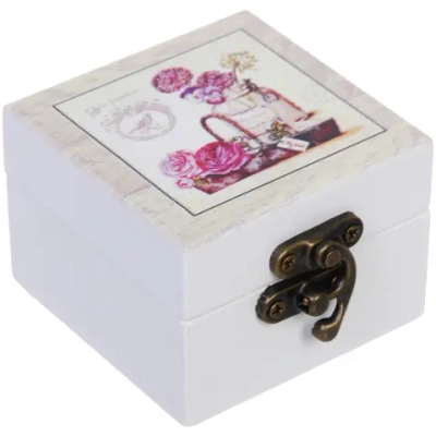 Шкатулка деревянная с зеркалом «МАРЦИПАН», гортензия, 6.5*6.5*4.5см (в коробке)