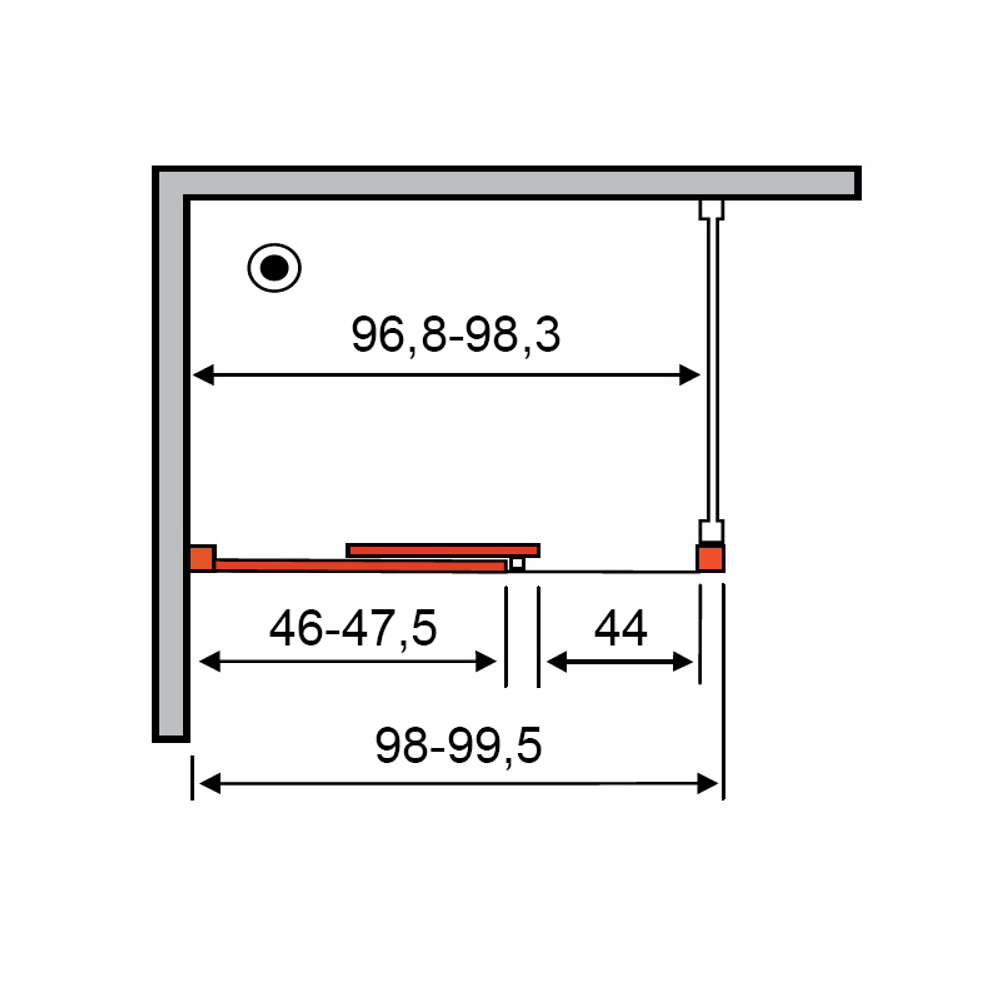 Дверь для душевого ограждения NEW GENERATION, 100x200, левая, профиль блестящее серебро, стекло прозрачное, NGP7IS10830TR