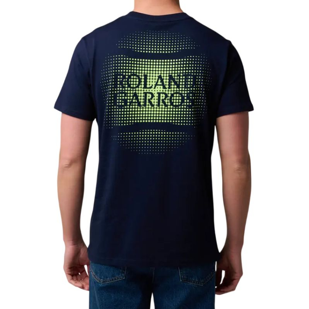 Мужская теннисная футболка Roland Garros Back Мяч - navy blue