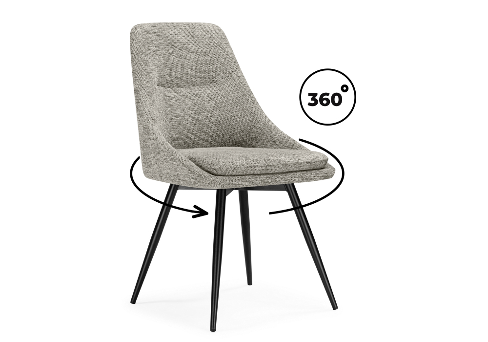 Стул на металлокаркасе Woodville Avian вращающийся светло-серый, черный, ножки черные