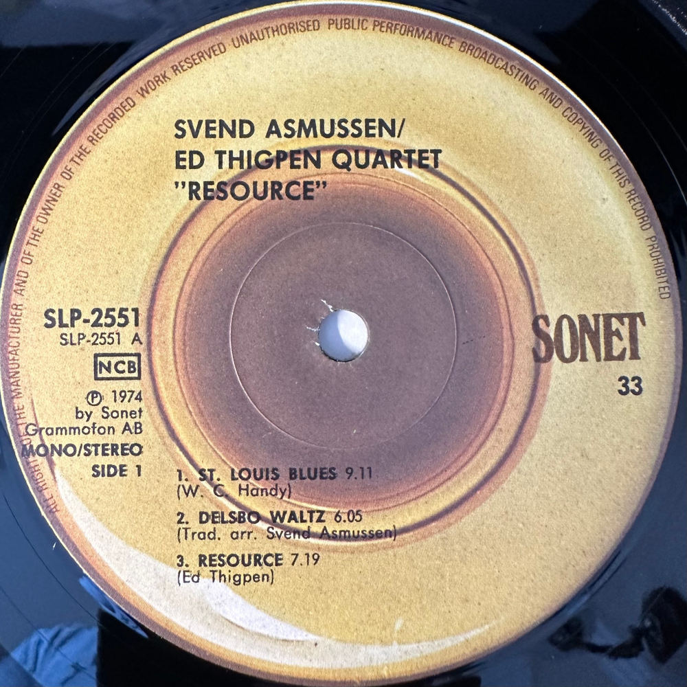 The Asmussen Thigpen Quartet ‎– Resource (Скандинавия 1974г.)
