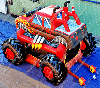 Коммерческий надувной батут "Машина монстр" с крышей