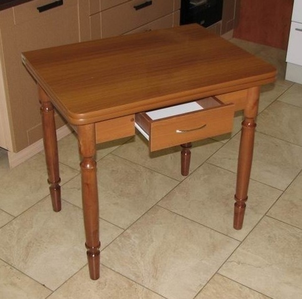 Стол обеденный Ломберный (поворотно раскладной) с ящиком пластик коричневый