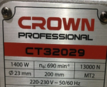 Магнитный сверлильный станок CROWN СТ32029 ВМС, 1400 Вт, 600 об/мин, диаметр сверления спиральными свёрлами до 23 мм