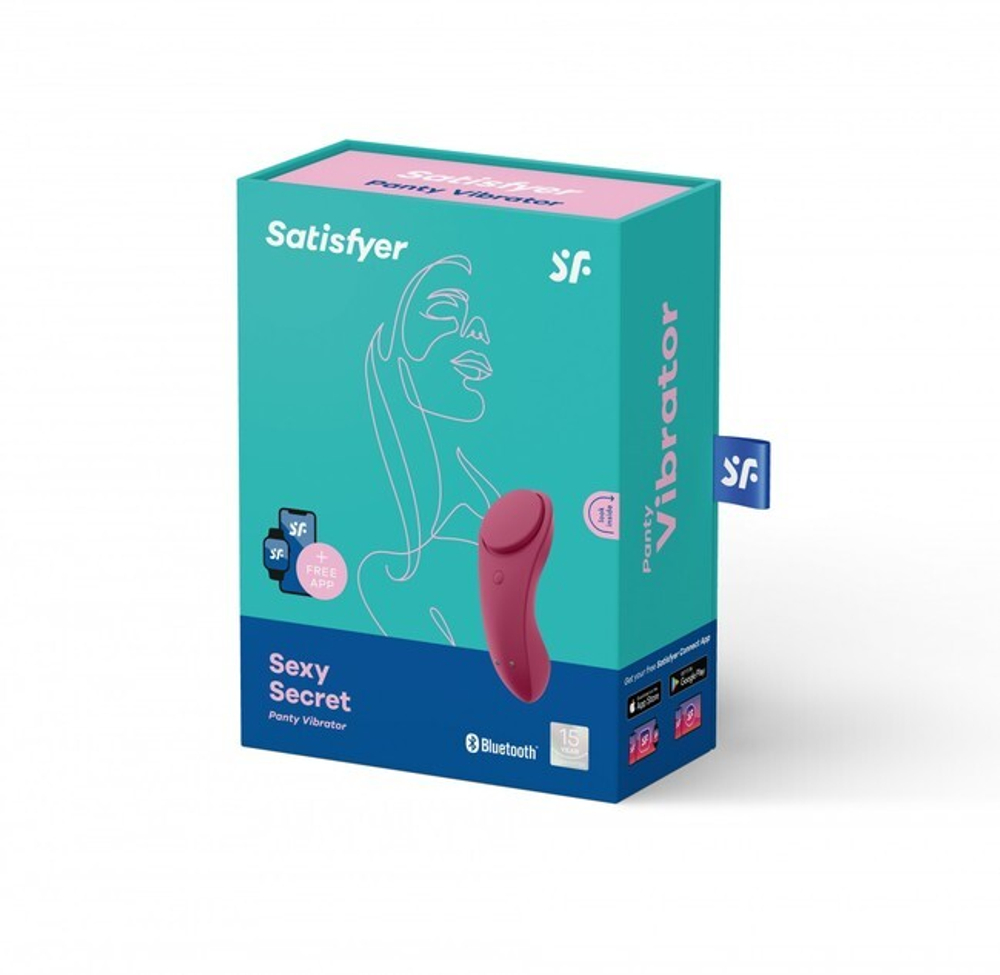 Бесшумный вибромассажер в трусики Sexy Secret (10 режимов, синхронизируется со смартфоном) (Цвет: вишневый)